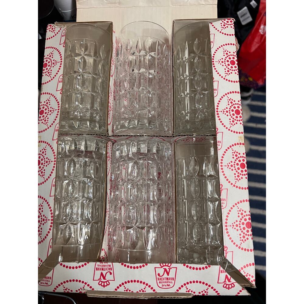 Nachtmann Bleikristall Etched Cocktail Glasses, Set of Six Highballs